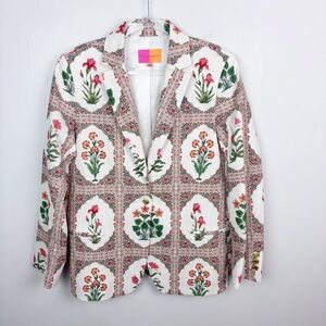 VILAGALLO Hannah Blazer Jacket Flor Seersucker Size 44